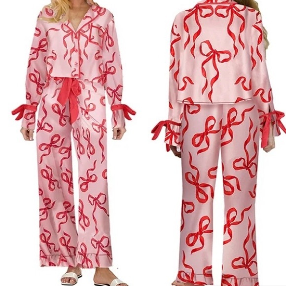 Other - Pink and Red Bow Pajamas- Women NWOT size large